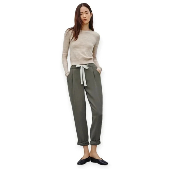 Aritzia Wilfred Allant Crepe Cropped Gray Trouser Pants Neutral Professional 2 - Picture 16 of 16